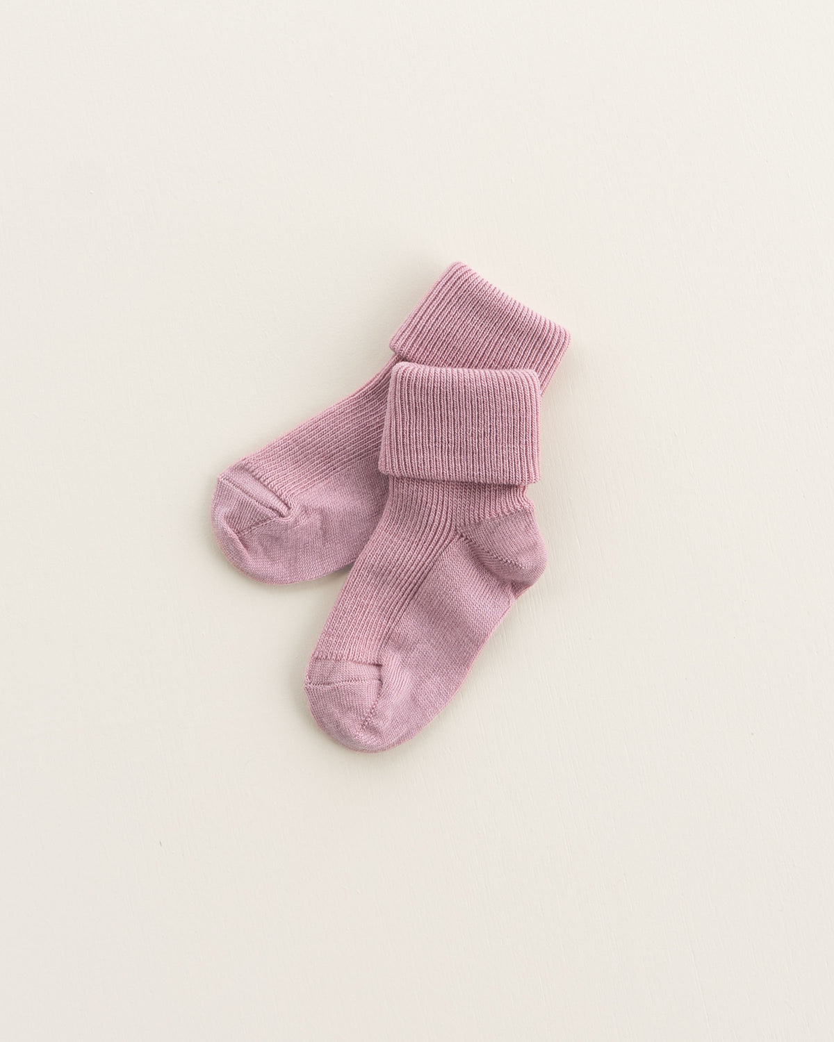 Tiny rib children's socks made of wool - cameo rose