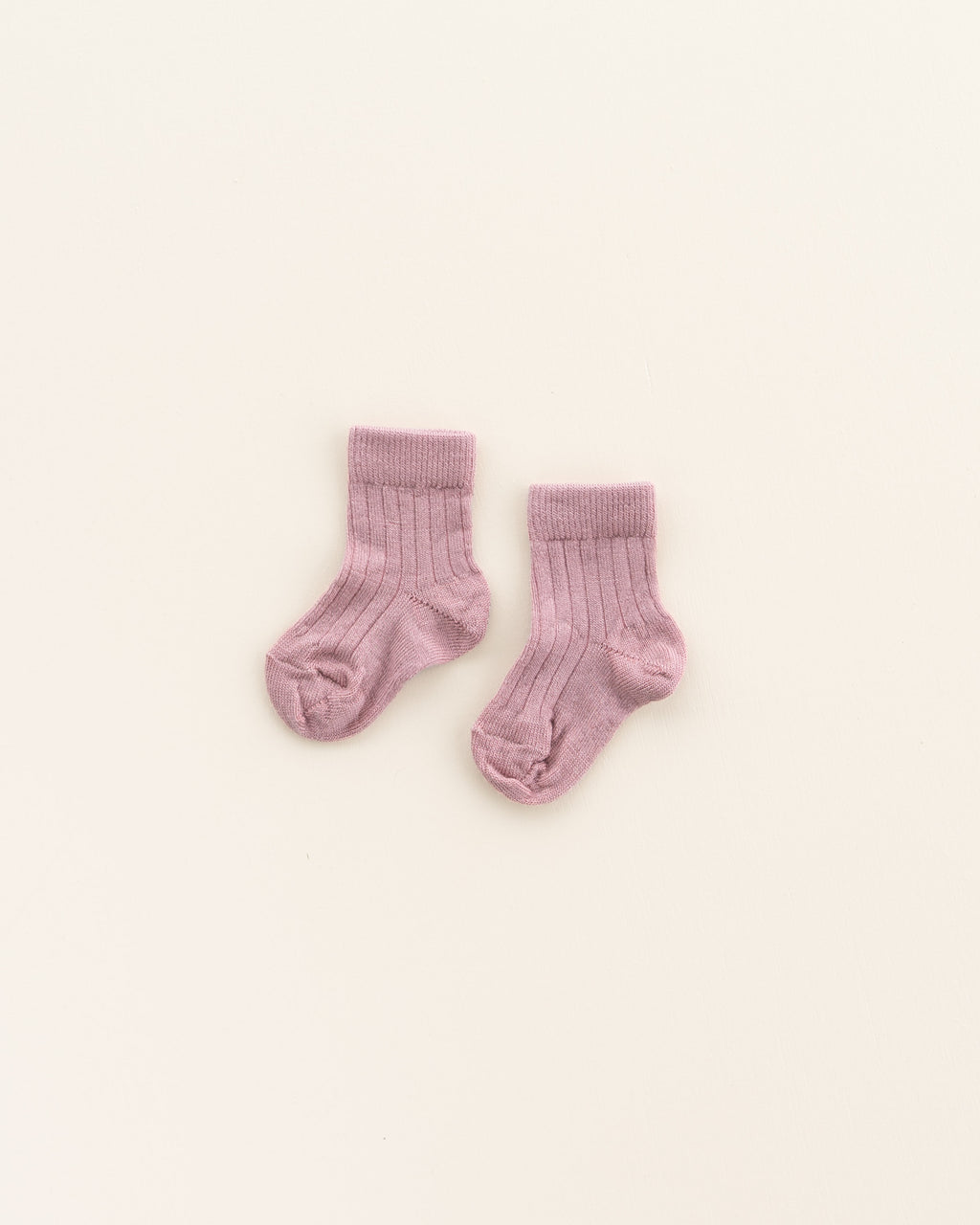 Woolen rib baby socks - cameo rose
