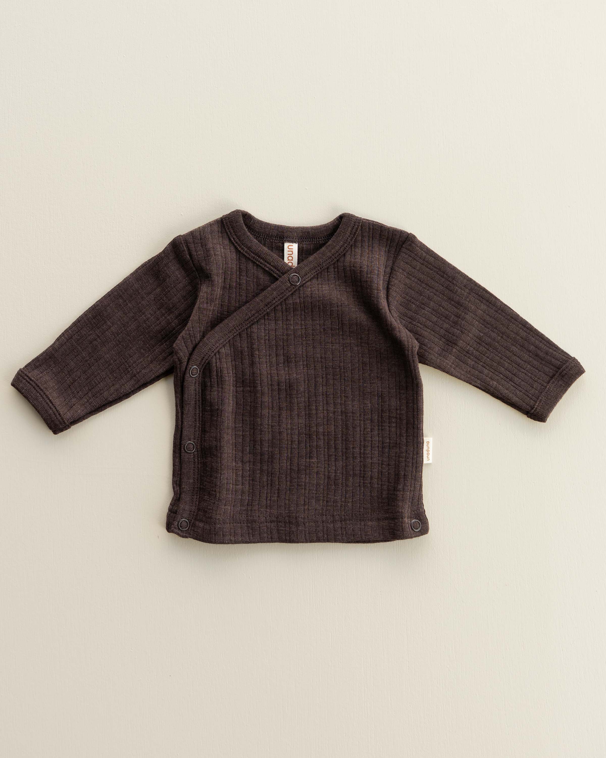 Wickel-Cardigan Rippe aus Wolle/Seide - cocoa