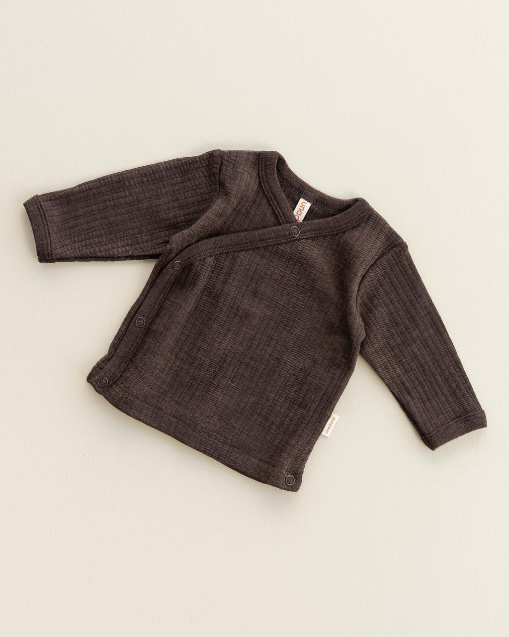 Wickel-Cardigan Rippe aus Wolle/Seide - cocoa