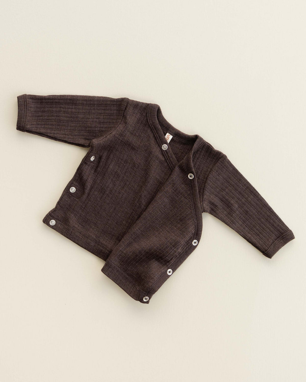Wickel-Cardigan Rippe aus Wolle/Seide - cocoa