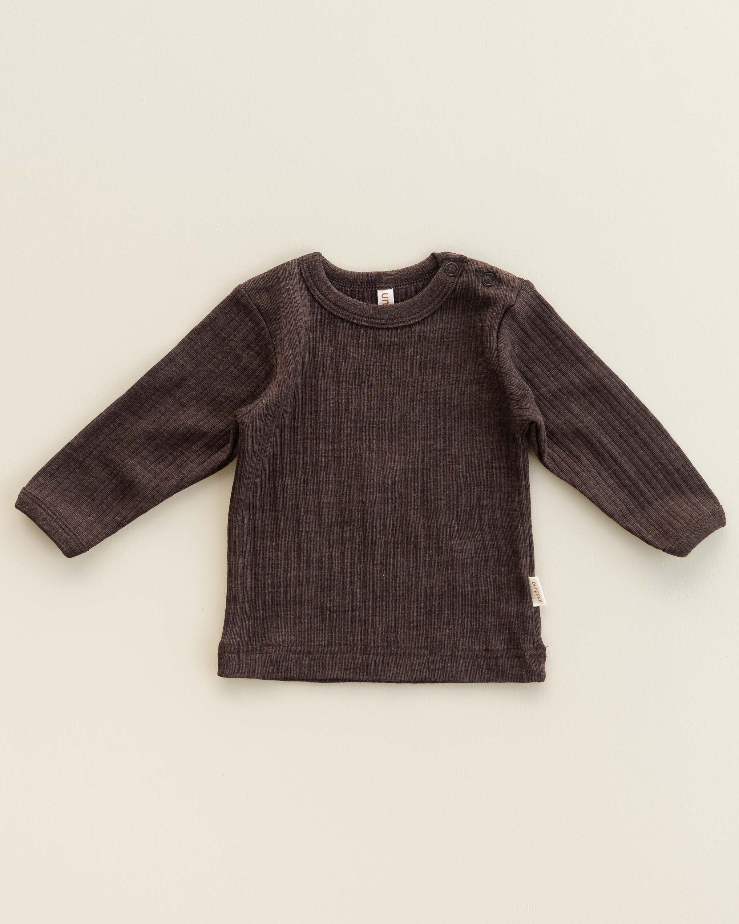 Babyshirt Langarmshirt Rippe Wolle/Seide - cocoa