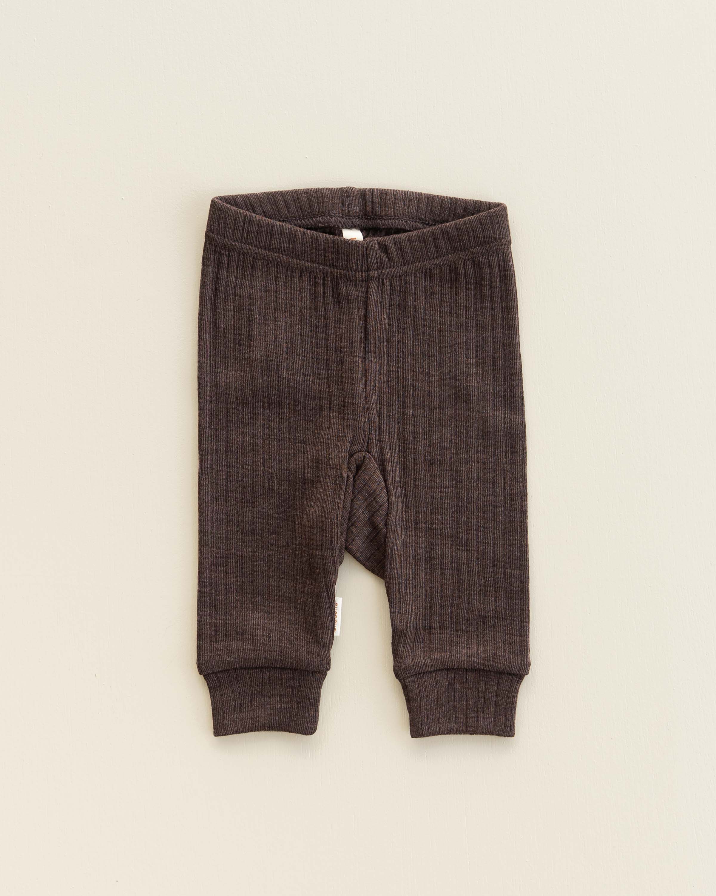 Baby Leggings Rippe aus Wolle/Seide - cocoa