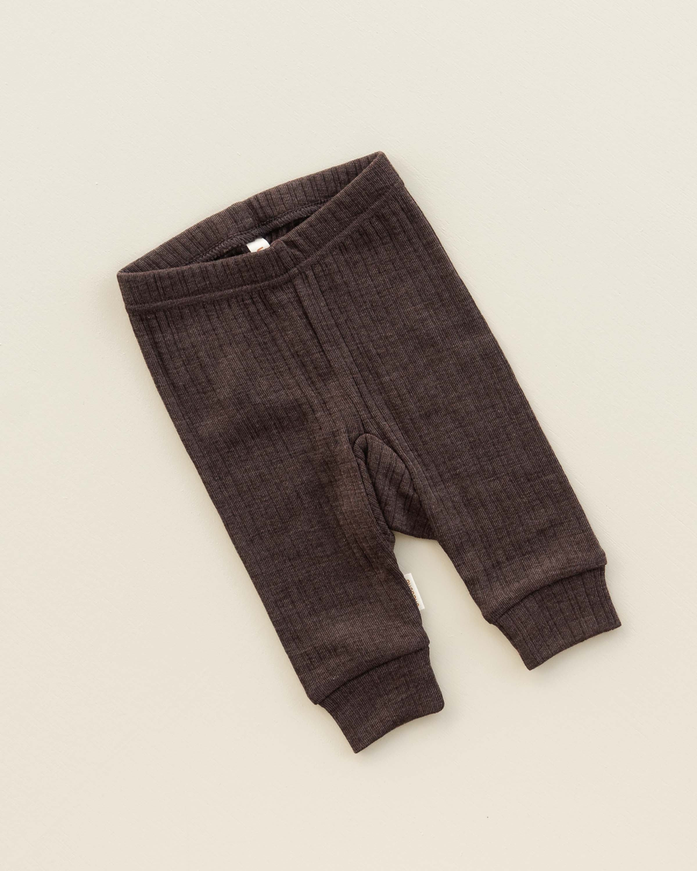 Baby Leggings Rippe aus Wolle/Seide - cocoa