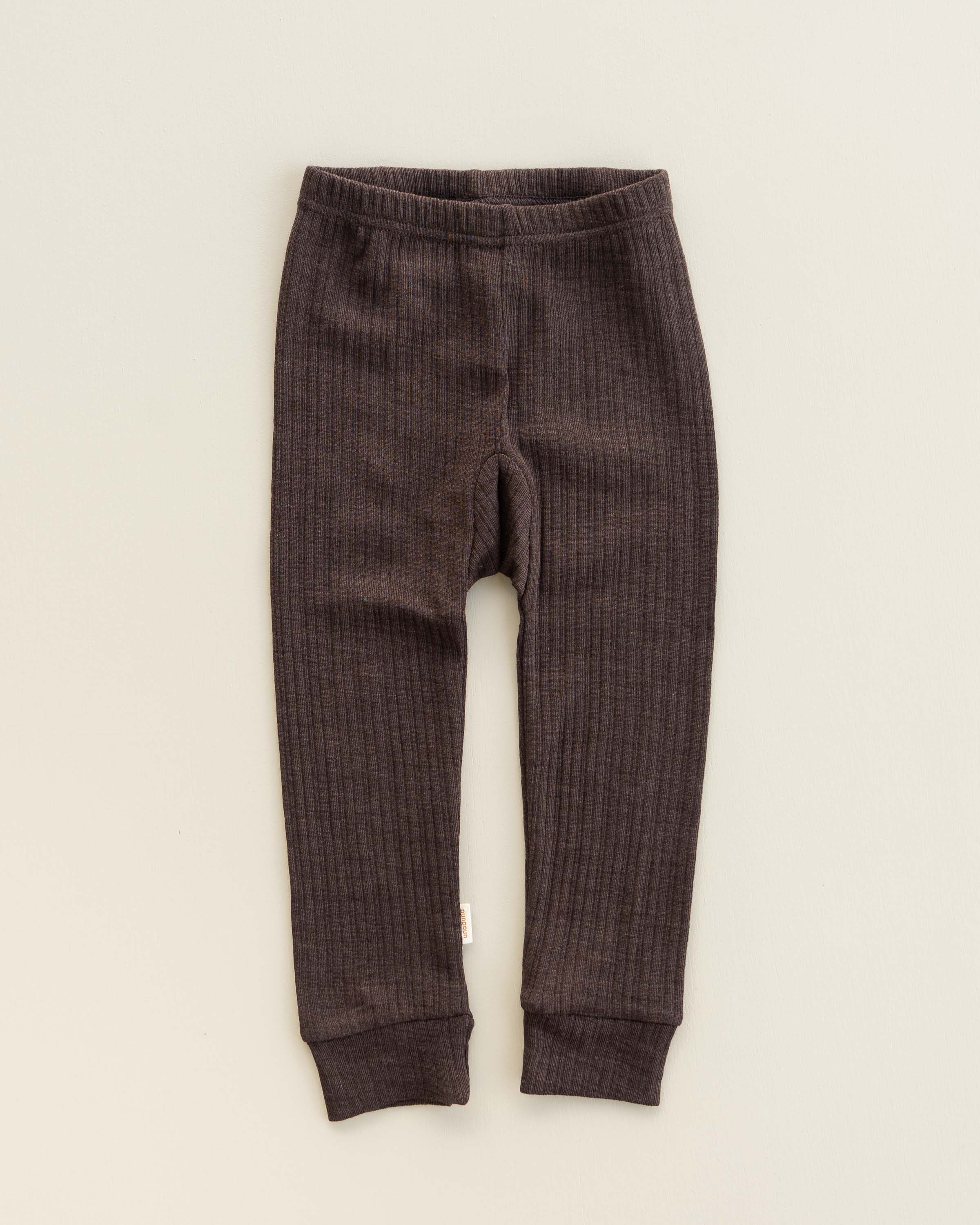 Kinder Leggings Rippe aus Wolle/Seide - cocoa 