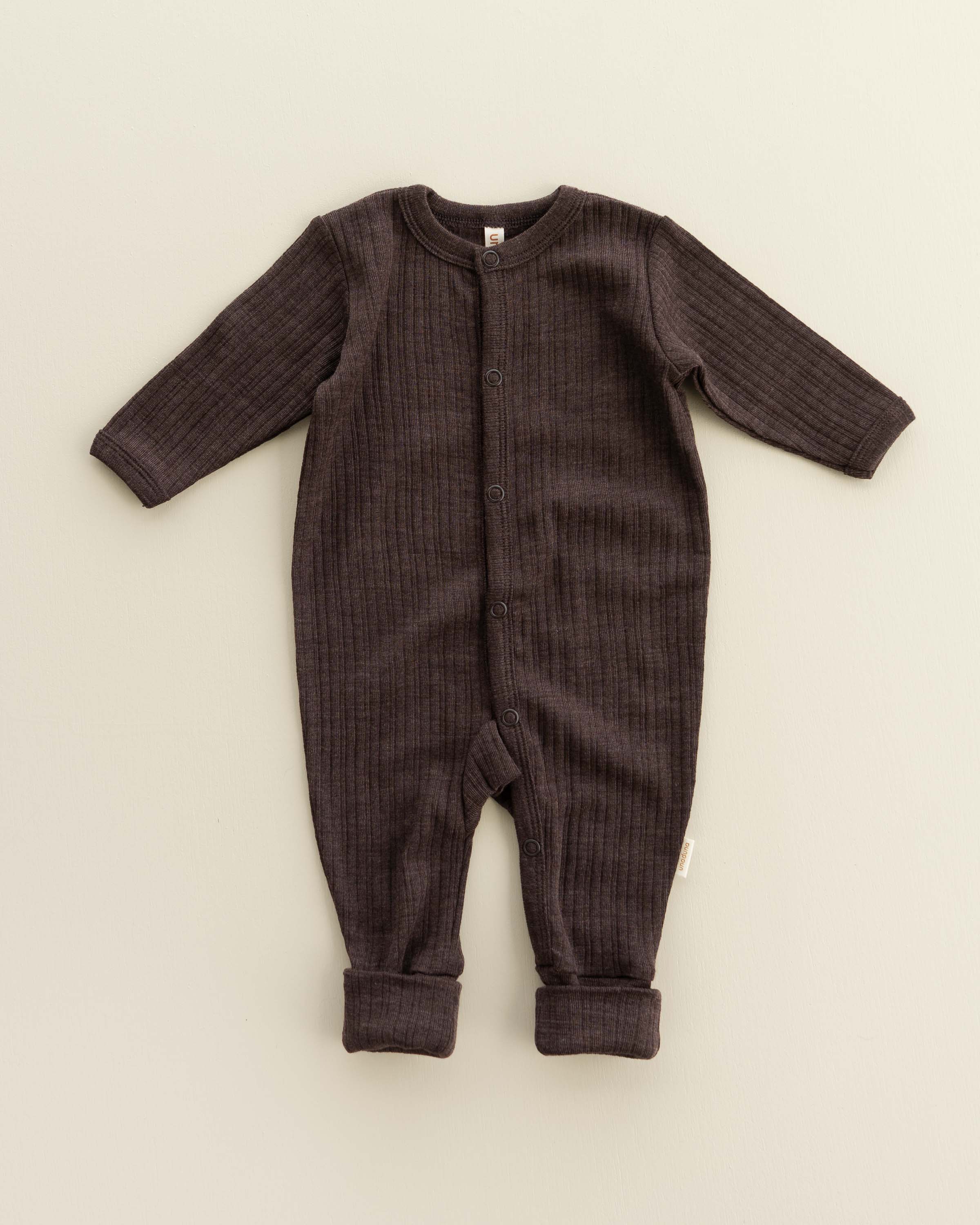 Onesie 2 in 1 feet Rippe aus Wolle/Seide - cocoa