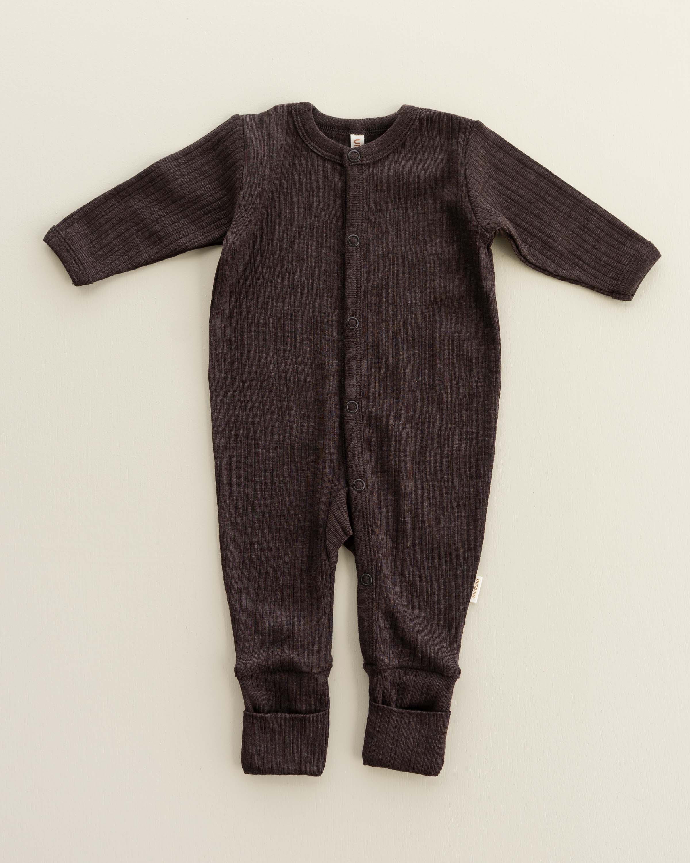 Onesie 2 in 1 feet Rippe aus Wolle/Seide - cocoa