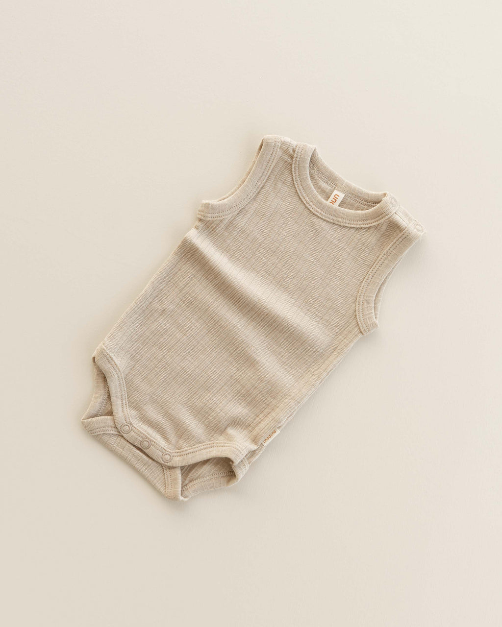 Sleeveless romper rib wool/silk - maca