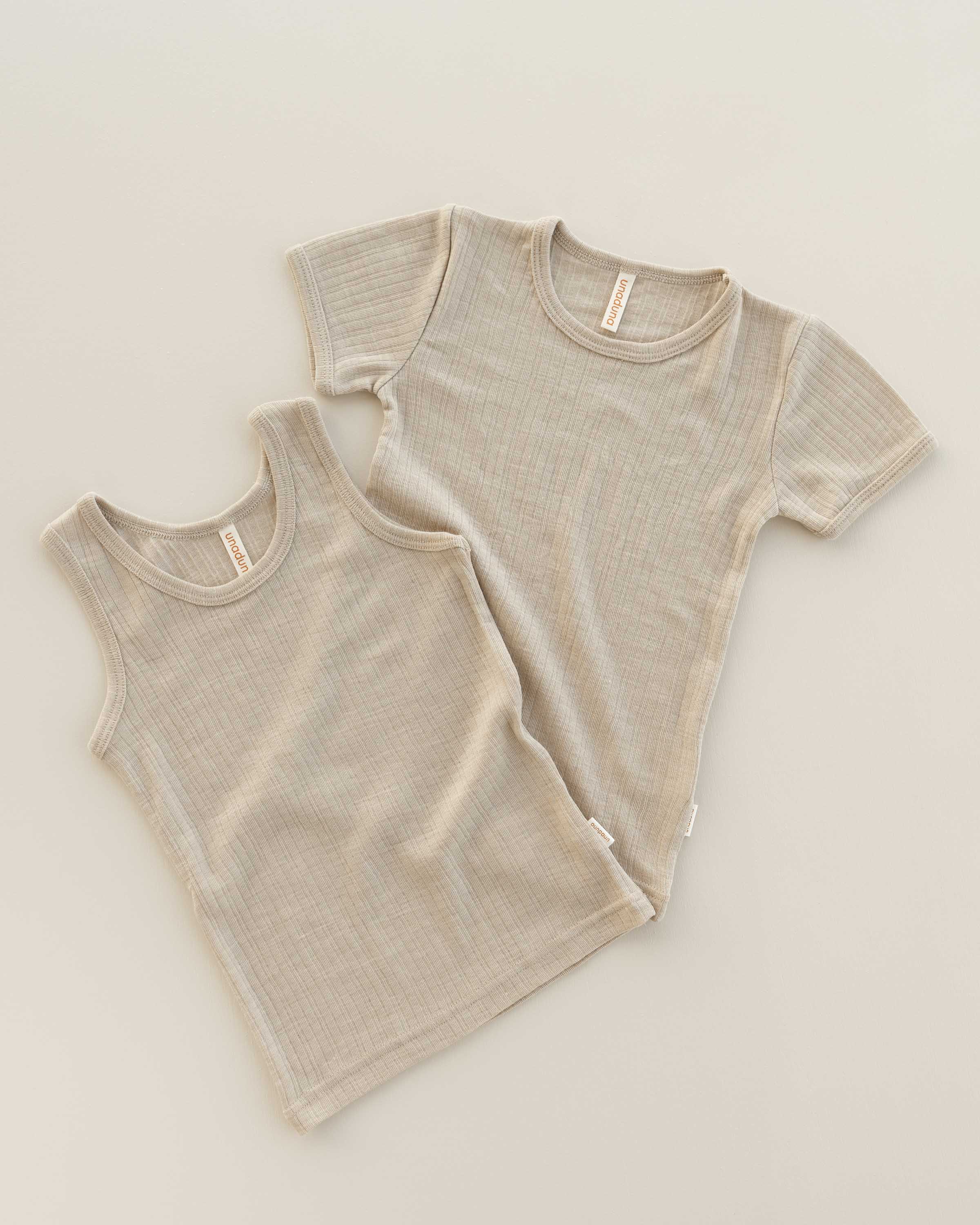 Kids Shirt short sleeves rib wool/silk - maca