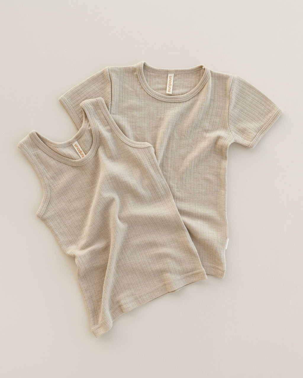 Kids Shirt short sleeves rib wool/silk - maca