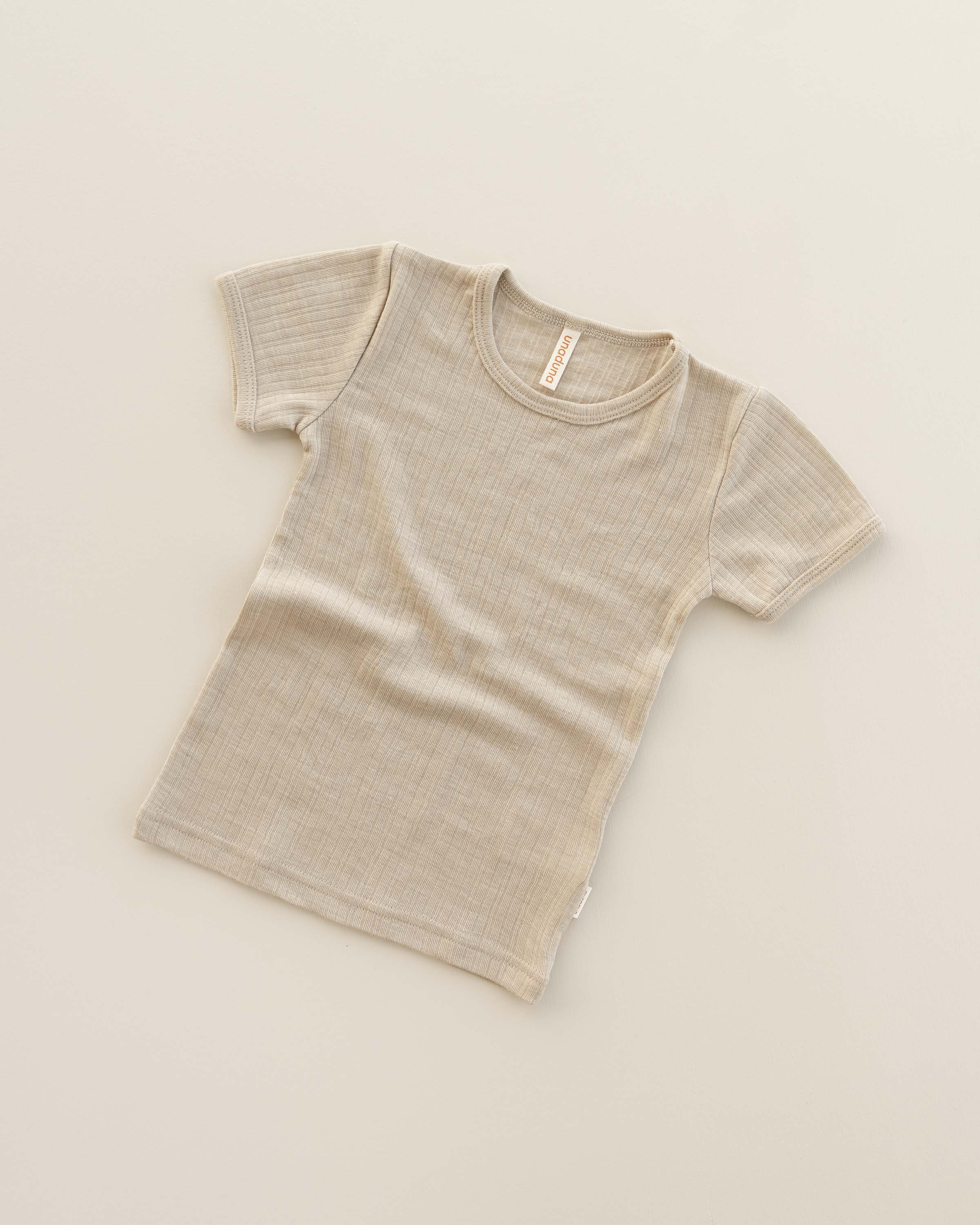 Kids Shirt short sleeves rib wool/silk - maca