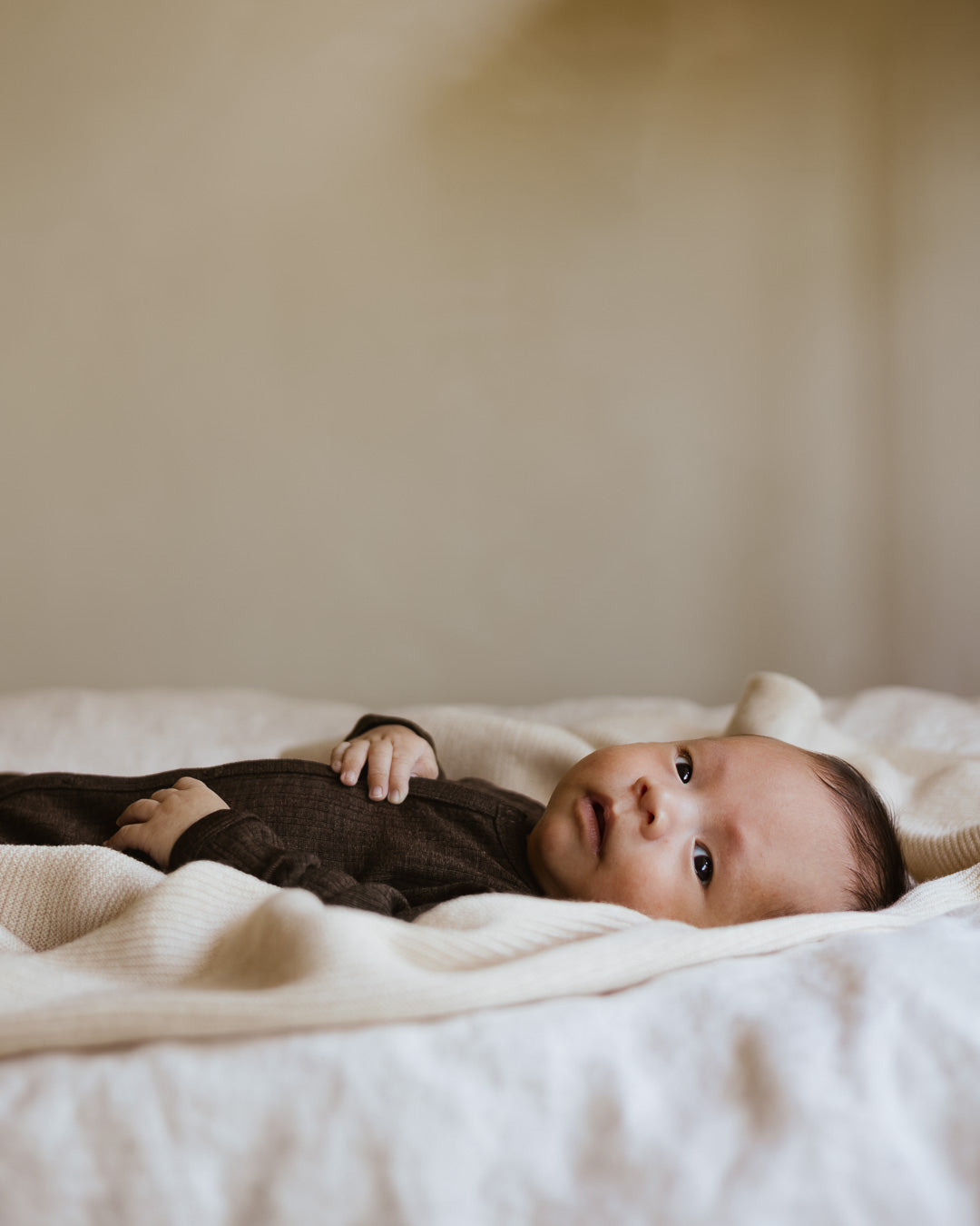 Baby Leggings Rippe aus Wolle/Seide - cocoa