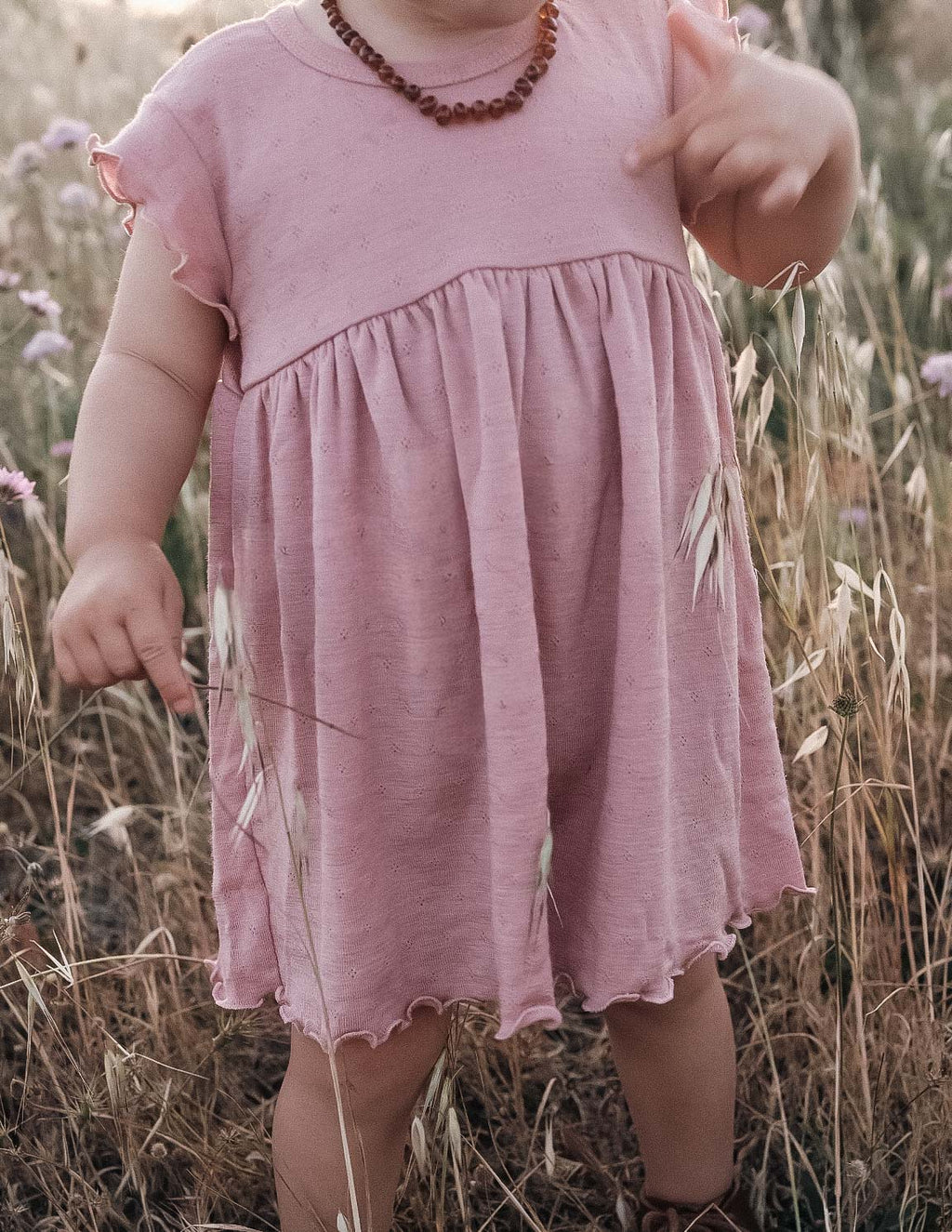 Summer dress wool/silk - cameo rose