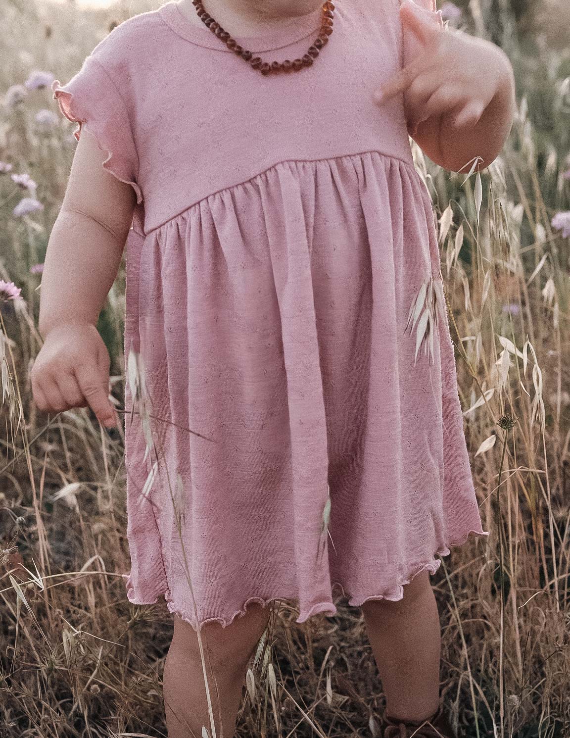 Summer dress wool/silk - cameo rose