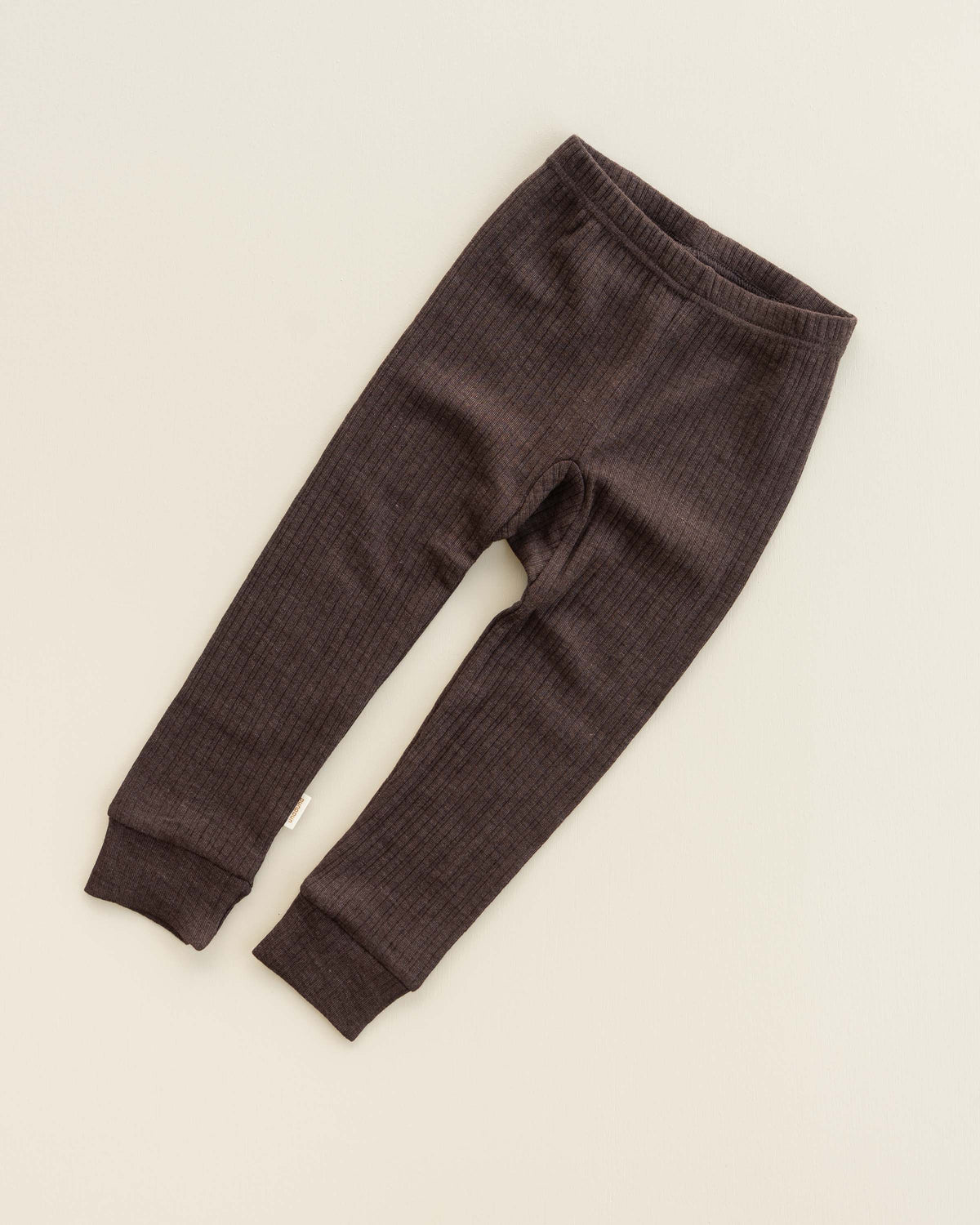 Kids leggings rib wool/silk - cocoa