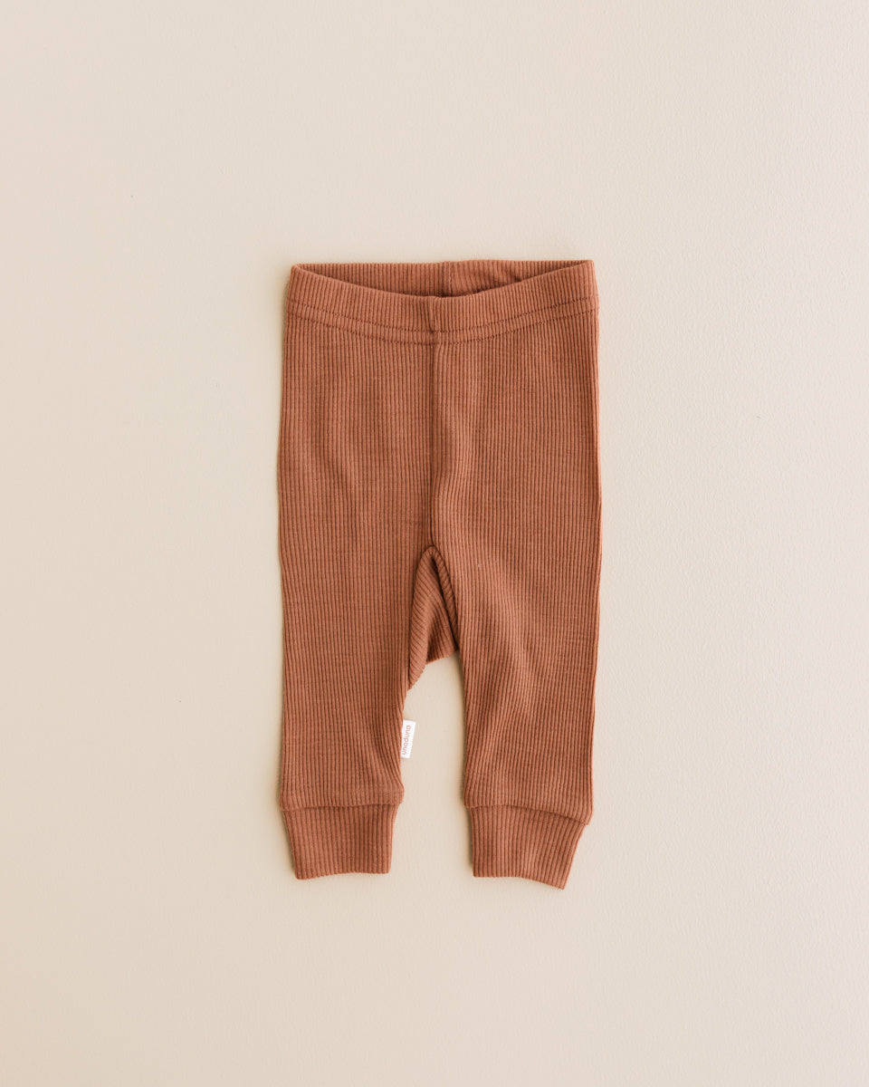 unaduna Baby leggings tiny rib wool - sienna clay