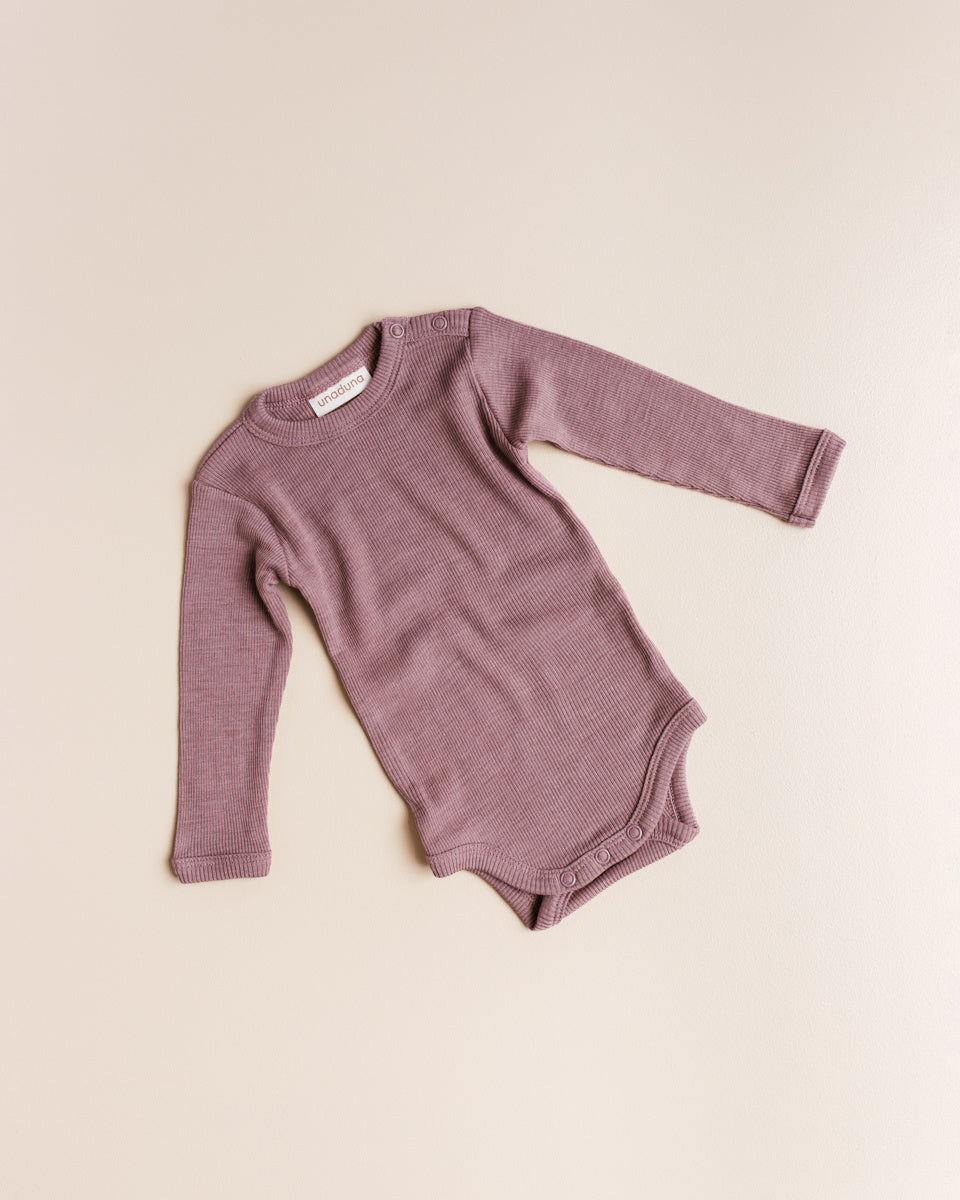 unaduna body tiny rib wool silk mauvewood