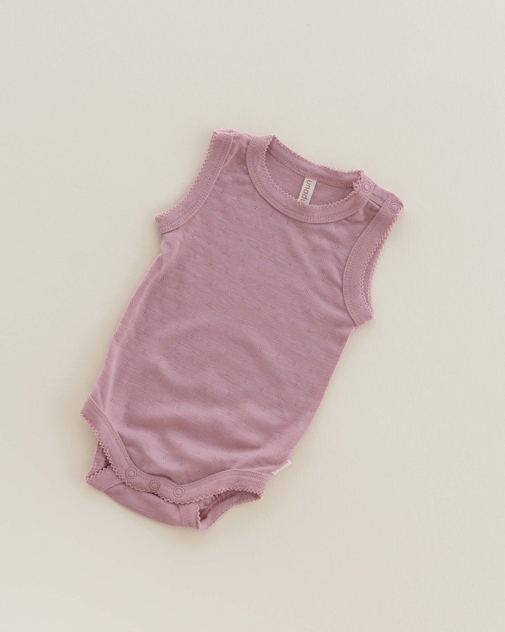 Sleeveless romper pointelle wool/silk - cameo rose