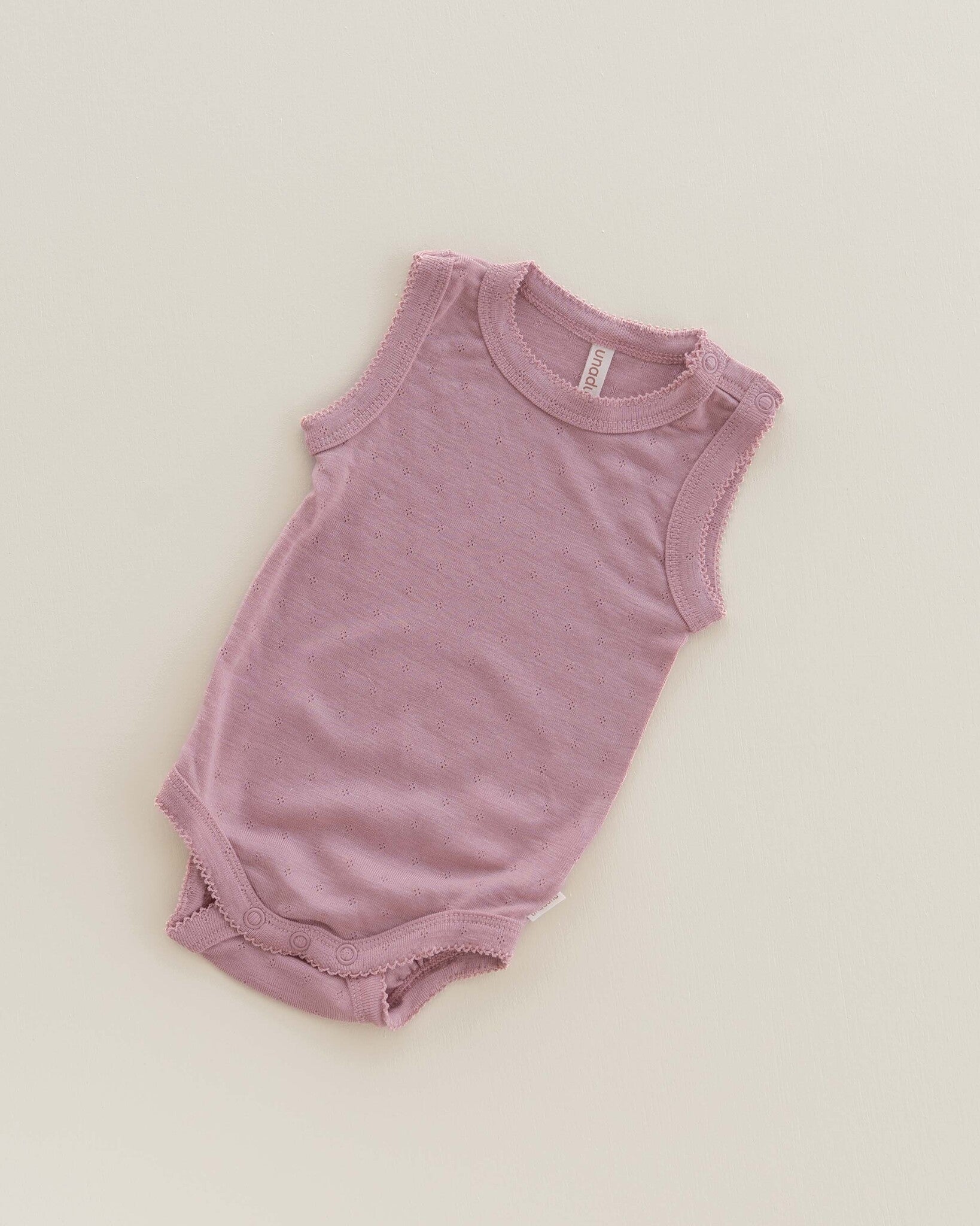 Sleeveless romper pointelle wool/silk - cameo rose