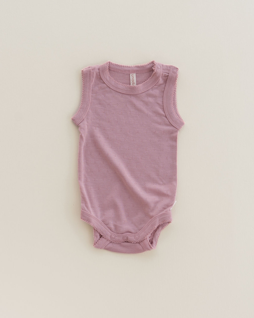 Sleeveless romper pointelle wool/silk - cameo rose
