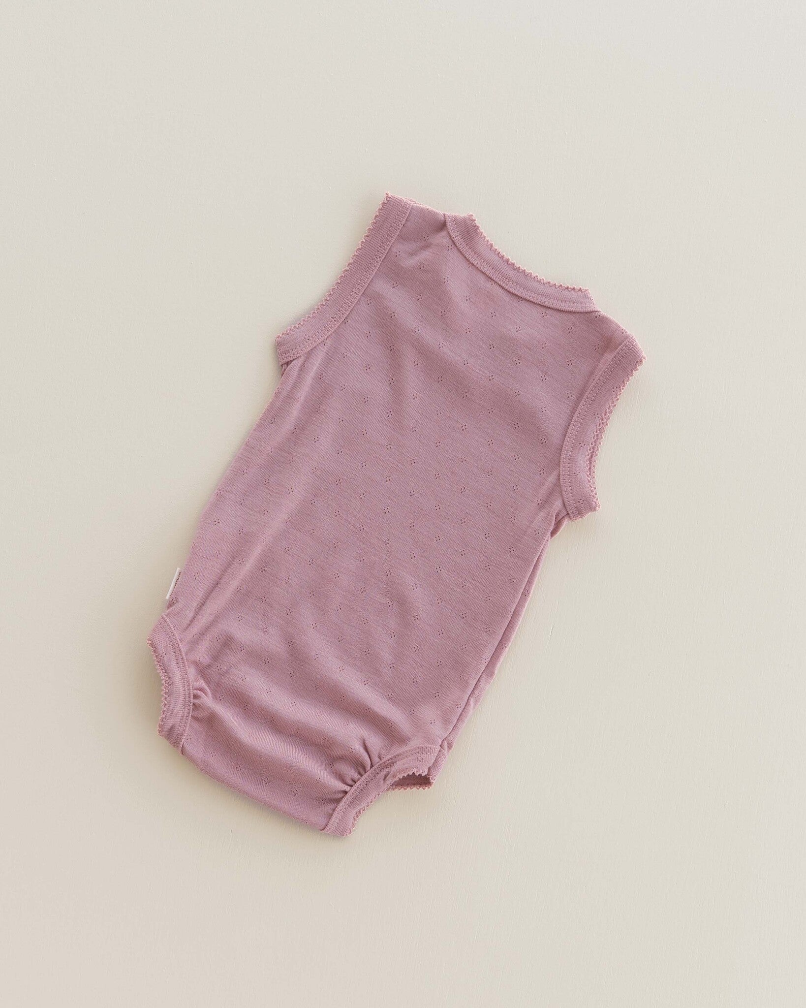Sleeveless romper pointelle wool/silk - cameo rose