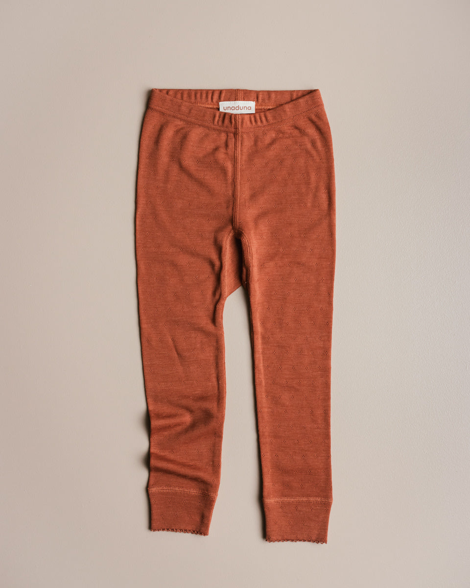 unaduna kinder legging wol zijde pointelle umber