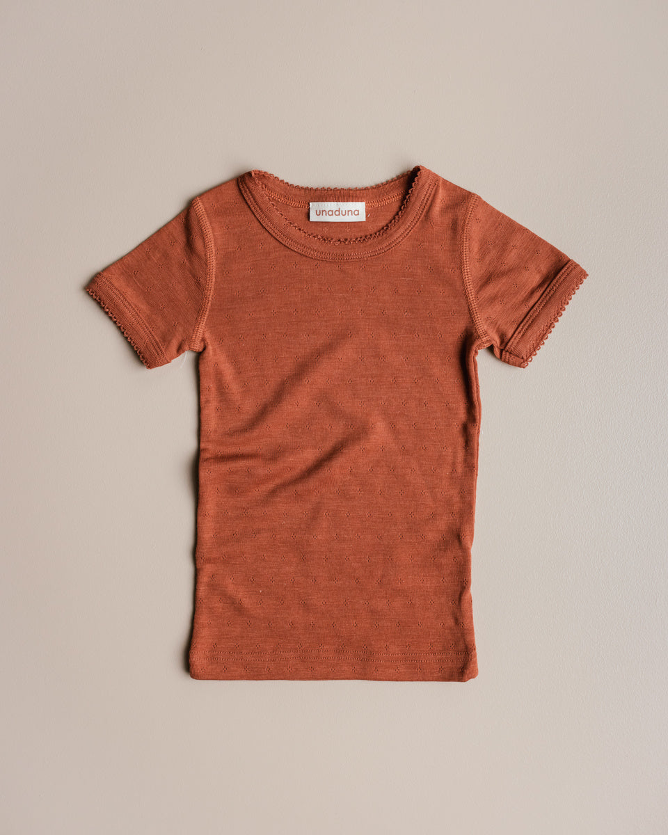 unaduna t shirt pointelle wol zijde umber