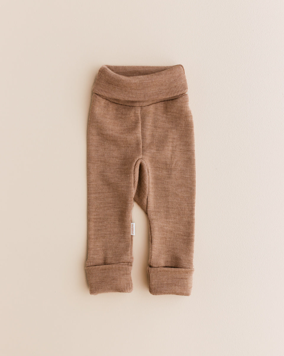unaduna Wollen babybroekje tiny rib 2 in 1 feet - semla