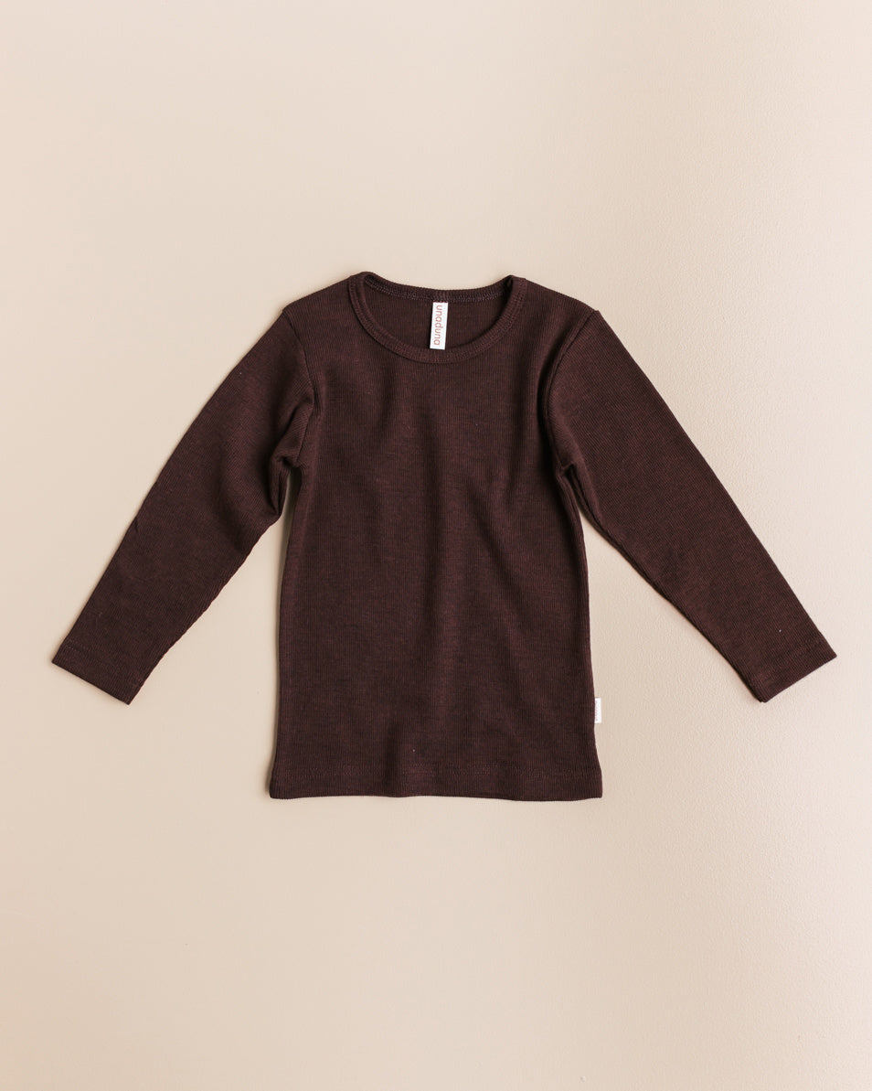 Wollen longsleeve tiny rib - kladdkaka